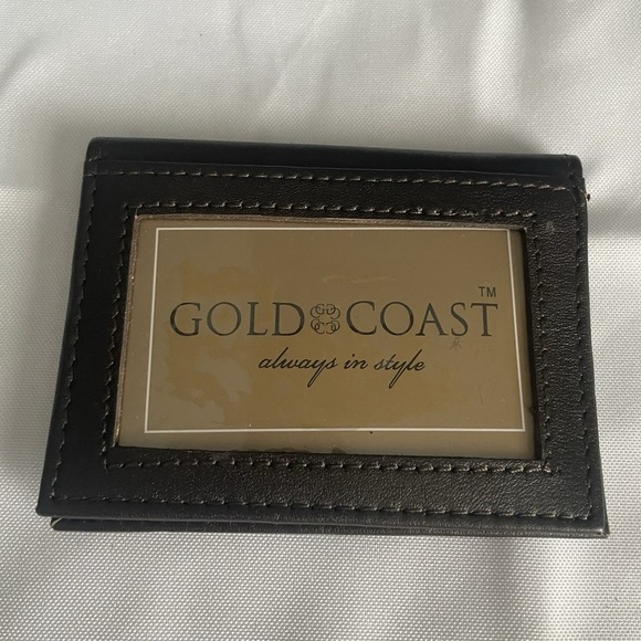 Gold Coast Men's Dark Brown Leather Slim Wallet/Card Holder Bifold - Picture 2 of 6